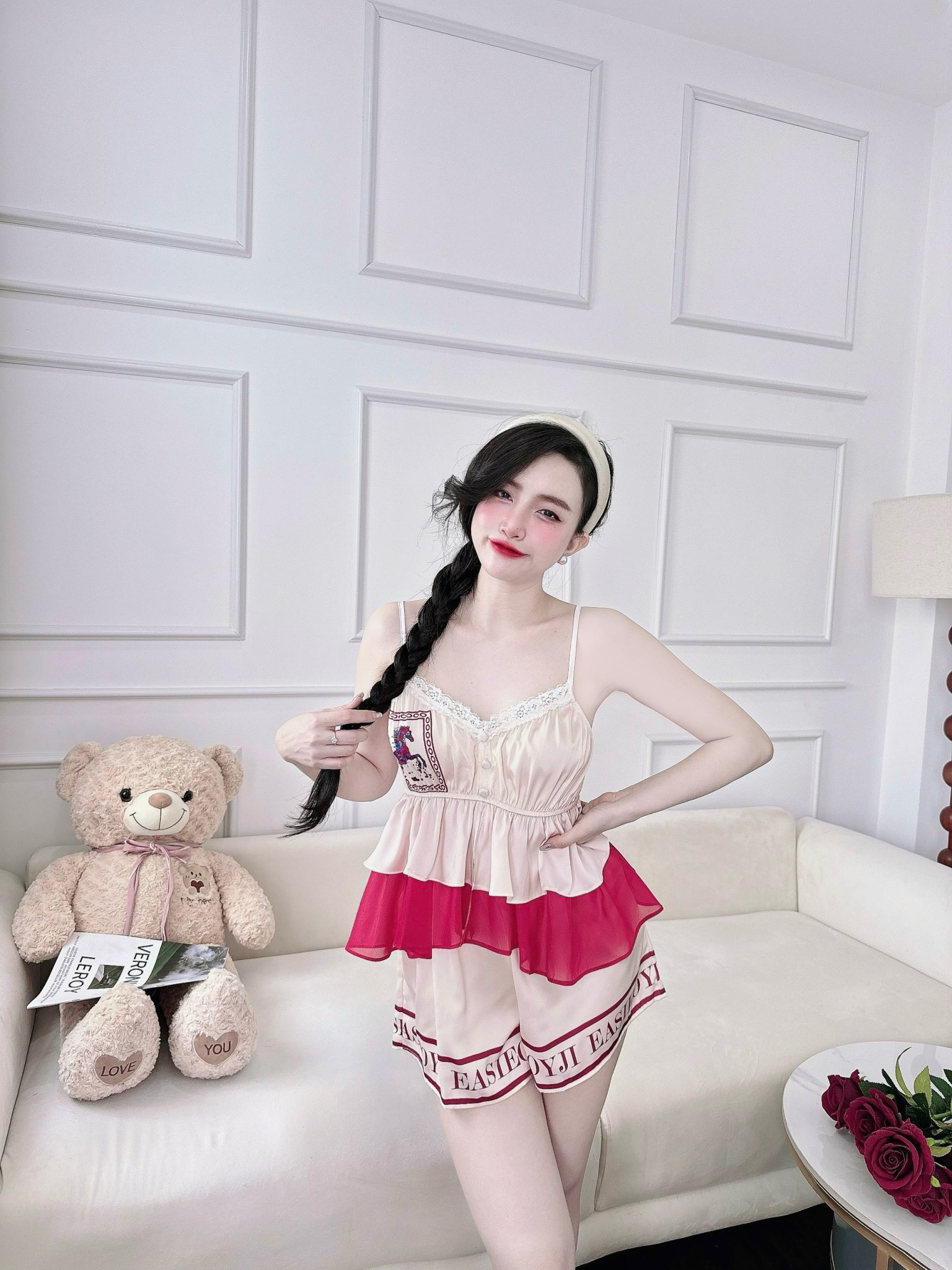 Đồ ngủ sexy SOJUN 2 dây tơ ánh 1