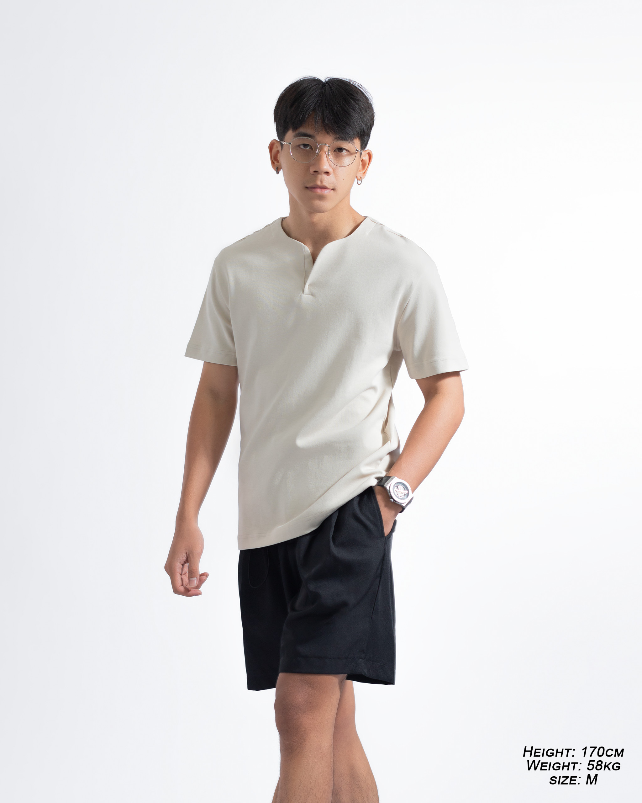 Mô tả Áo thun tay ngắn cổ tròn xẻ V nam nữ cotton interlock 250gsm LADOS-9141 chất dày dặn, thấm hút, phong cách trẻ trung - 6
