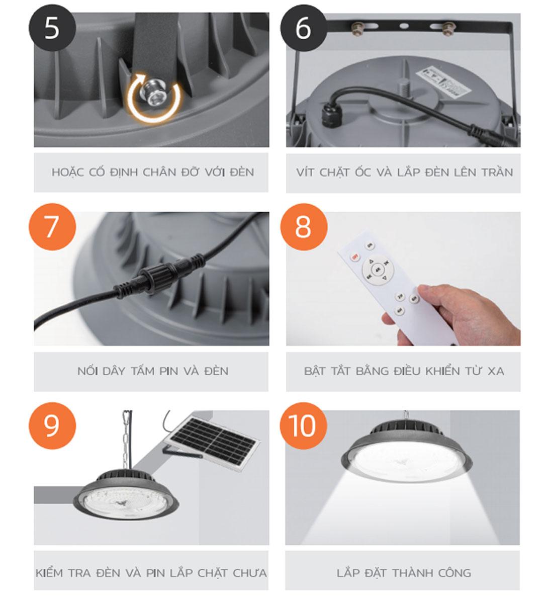 Mô tả Đèn Treo Thả Năng Lượng Mặt Trời MODI SOLAR, Đèn UFO Năng Lượng Mặt Trời  Độ Sáng Cao - 8