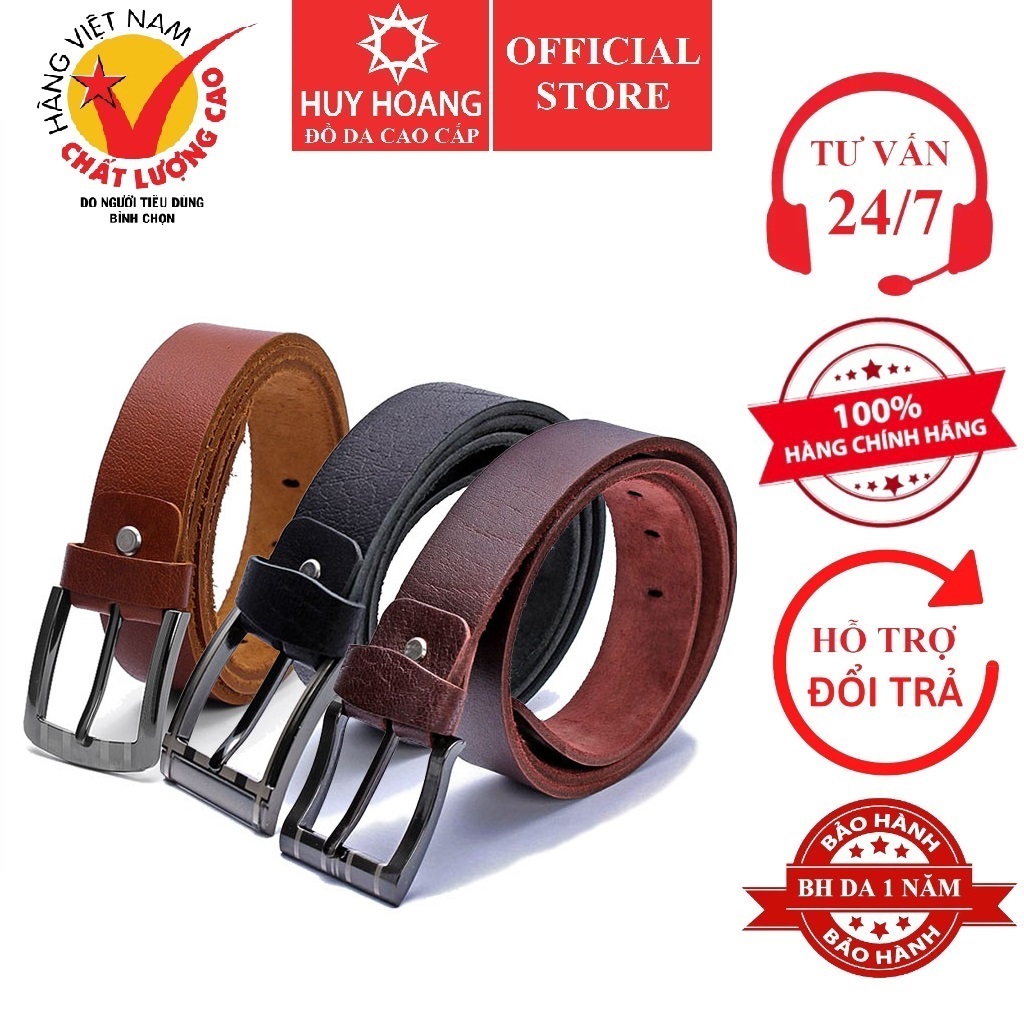 Mô tả Thắt lưng nam Huy Hoàng da bò cỡ lớn màu da, đen, nâu HP4101-02-03 - 1