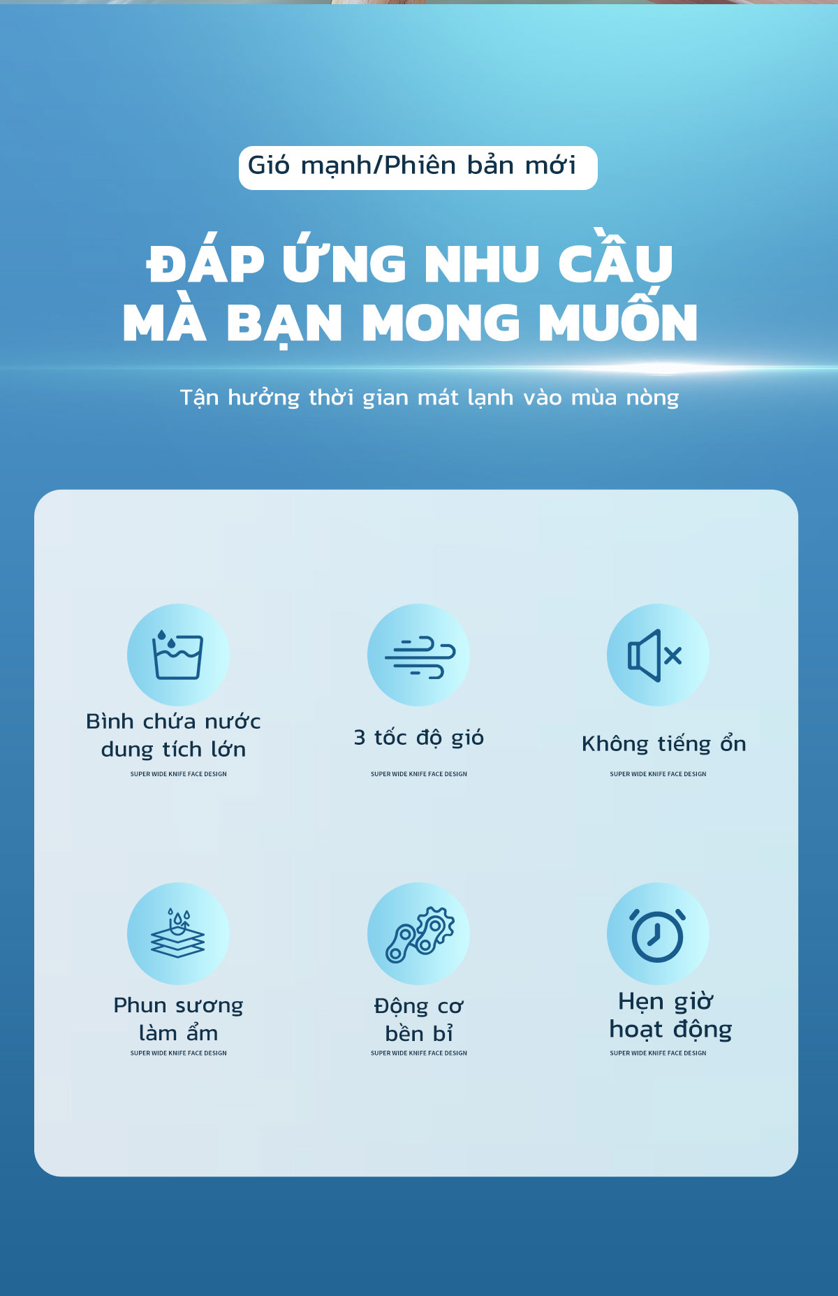 Mô tả Quạt Điều Hoà Phun Sương Mini Modi Solar, Quạt Hơi Nước Có Khay Đá Dung Tích 600ml - 2