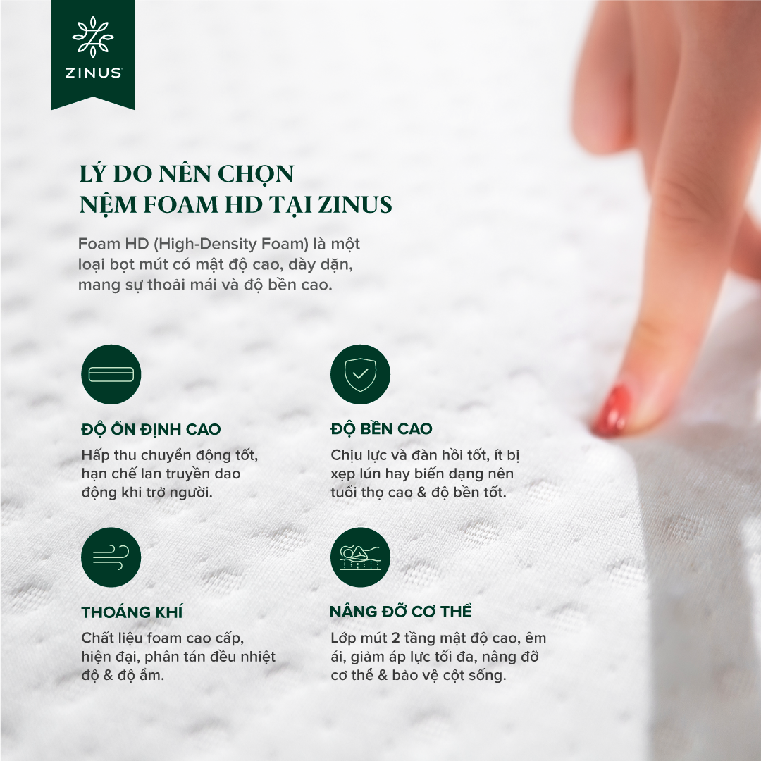 Mô tả Nệm Foam HD Bảo Vệ Cột Sống Dày 12cm Zinus - 5in Foam Mattress Extra - 1