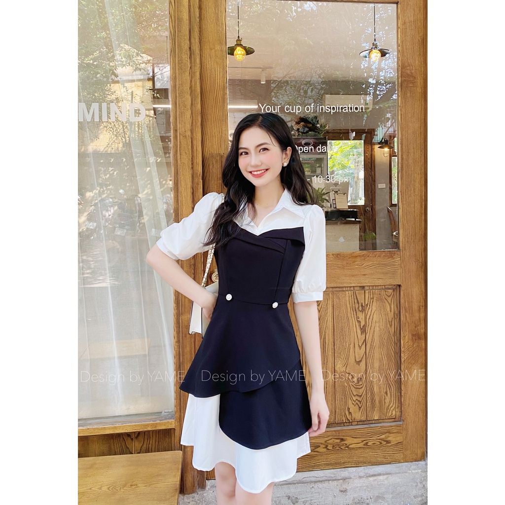 Mô tả Váy Sơ Mi Đầm Đen Thanh Lịch 2 YAME Phong Cách Tiểu Thư, Sanh Chảnh, Thanh Lịch - 2