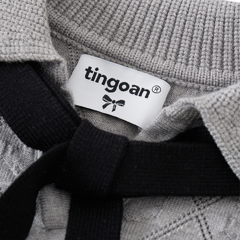 Mô tả TINGOAN® - Áo len xám crop bề mặt len hoạ tiết quả trám buộc nơ YURI YURI TOP/GR PHIÊN BẢN MỚI NHẤT T6/2024 - 6
