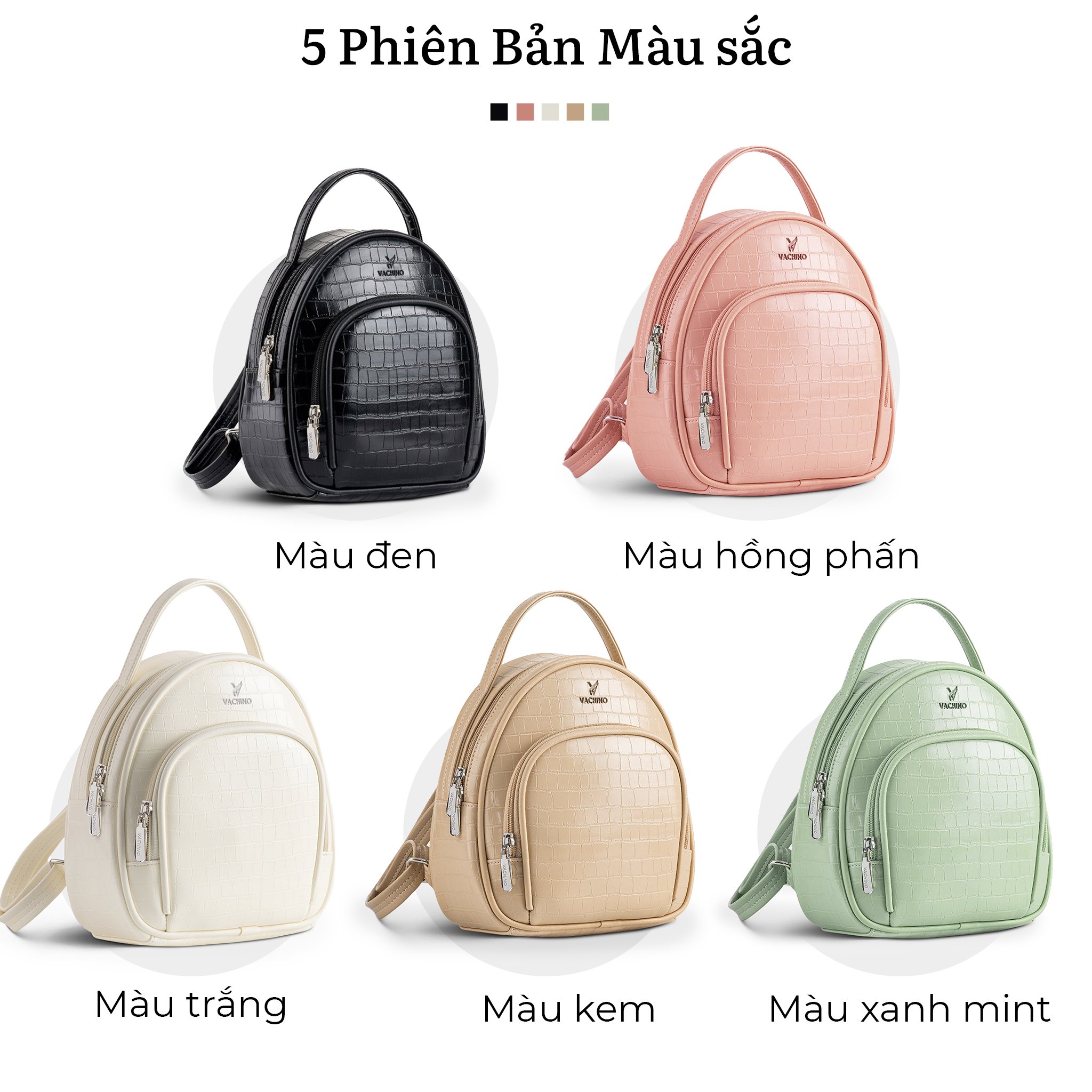 Mô tả Balo da nữ thời trang vân da cá sấu VACHINO-BG028 - 4