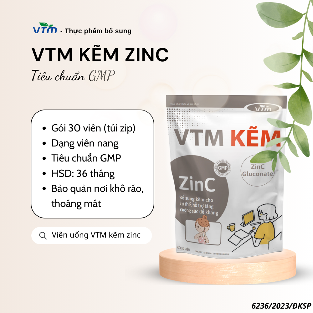Mô tả Viên uống VTM bổ sung Kẽm ZinC hỗ trợ tăng cường sức đề kháng - 1