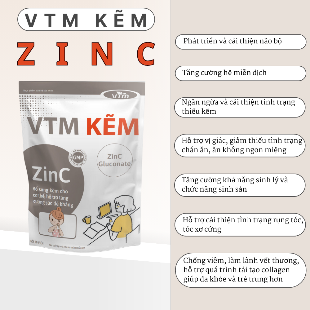 Mô tả Viên uống VTM bổ sung Kẽm ZinC hỗ trợ tăng cường sức đề kháng - 3