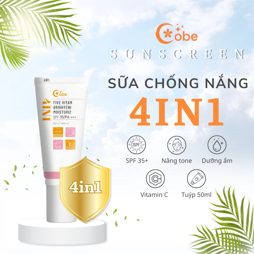 Mô tả Sữa chống nắng dưỡng ẩm sáng da Cobe 4 in 1 nâng tone, dưỡng ẩm, làm sáng và chống nắng - 50ml - 1