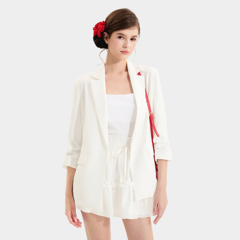 Mô tả Áo blazer nữ Áo vest nữ MARC FASHION nhún xắn tay cách điệu trẻ trung FAVH043521 - 4
