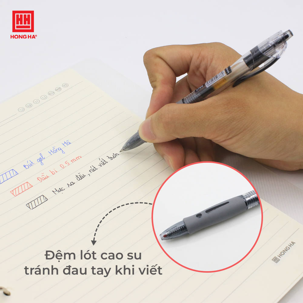 Mô tả Bút gel, bút bi nước Hồng Hà mực Xanh, Đen, Đỏ màu sắc tươi sáng - 2766 - 2