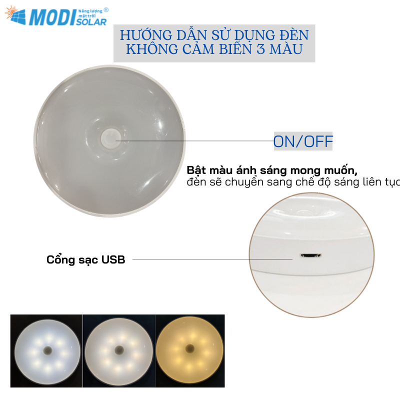 Mô tả Đèn Led Tròn Cảm Biến Chuyển Động Thông Minh MODI SOLAR, Đèn Cảm Biến Không Dây, Dán Tường Sạc USB - 5