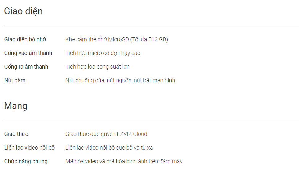 Mô tả Bộ chuông cửa không dây EZVIZ HP4 Độ phân giải 1080p, Xem trực tiếp và Gọi video hai chiều, Màn hình màu 4.3 inch - 10