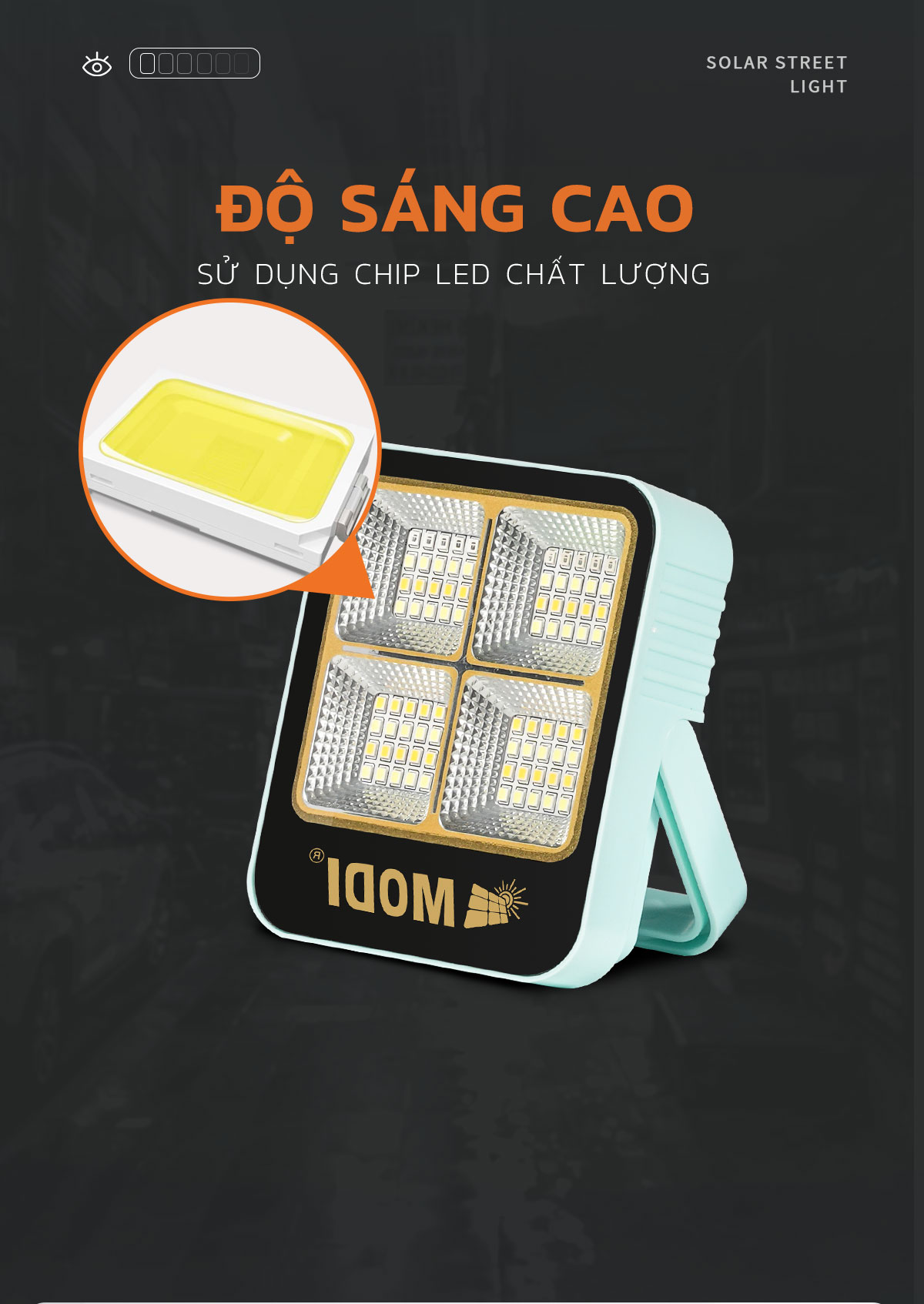 Mô tả Đèn LED Năng Lượng Mặt Trời Cầm Tay Đa Năng MODI SOLAR Đổi Màu Ánh Sáng, Nhỏ Gọn Tiện Lợi - 1