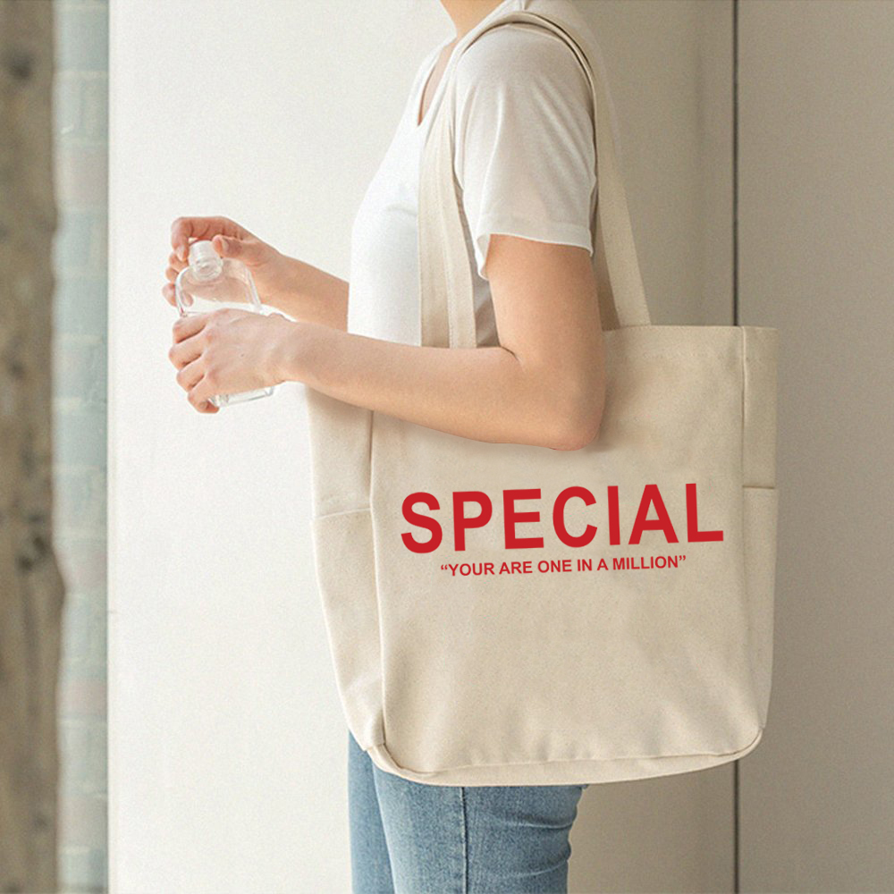Mô tả Túi Vải Tote Ginko Unisex Có Dây Kéo Khóa ( túi con ) Phong Cách Hàn Quốc In Hình YOU ARE SPECIAL - 3