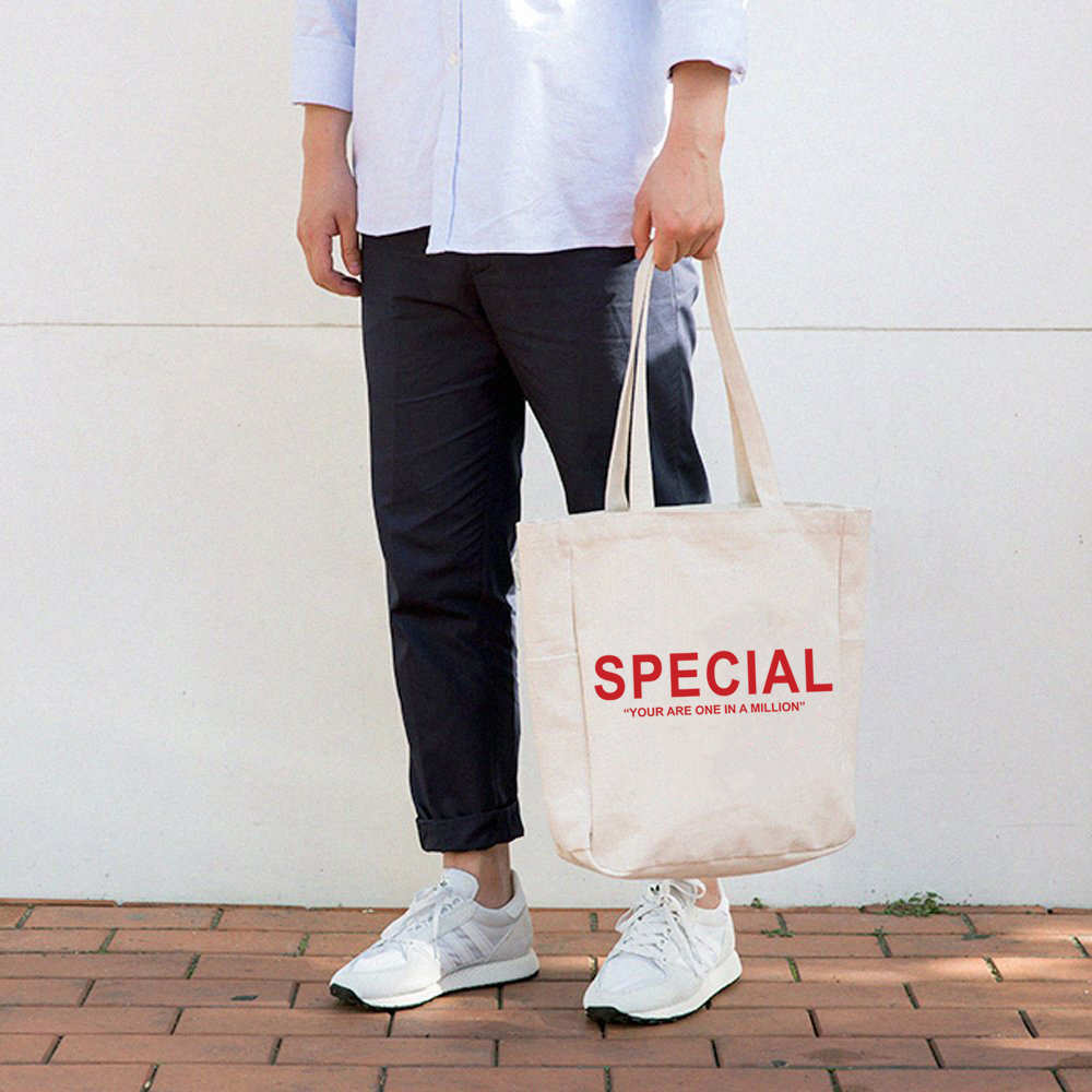 Mô tả Túi Vải Tote Ginko Unisex Có Dây Kéo Khóa ( túi con ) Phong Cách Hàn Quốc In Hình YOU ARE SPECIAL - 4