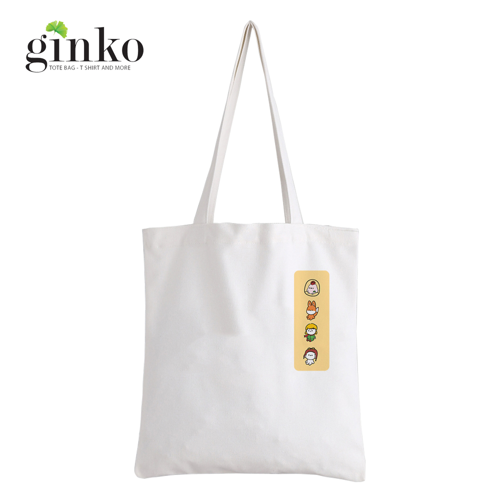 Mô tả Túi Vải Tote GINKO Kiểu Basic có dây kéo khóa miệng túi ( túi con ) in hình Cartoon G171 - 2