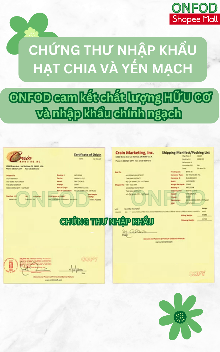 Mô tả Combo 2 yến mạch 1 hạt chia ONFOD ăn kiêng giảm cân ăn dặm cho bé mẹ bầu - 3