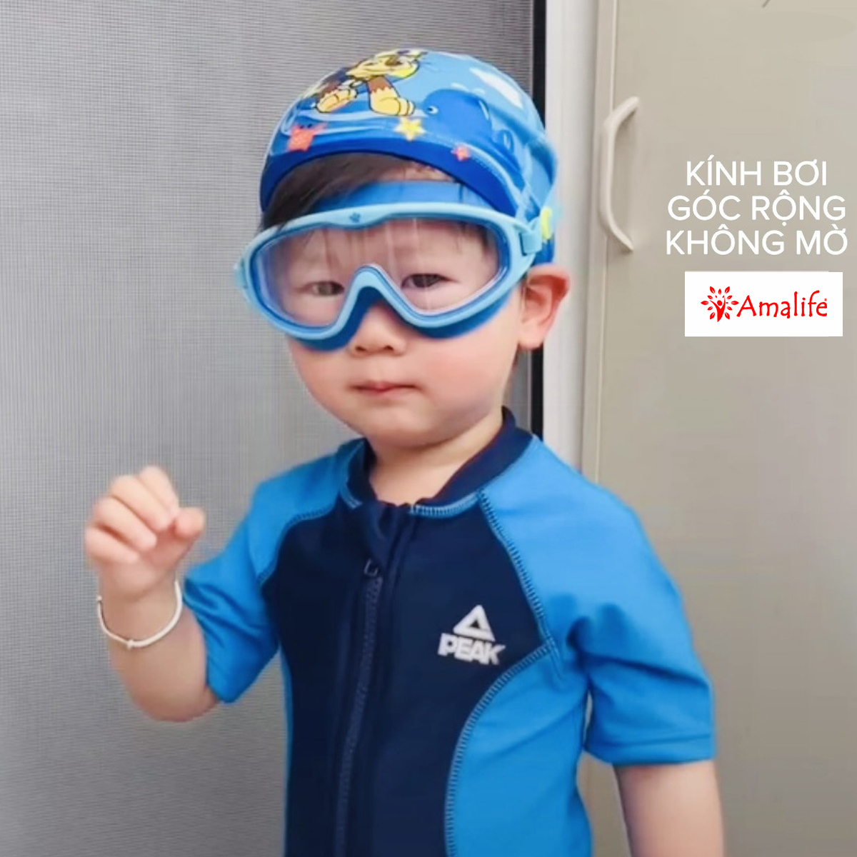 Mô tả Kính Bơi Trẻ Em Gọng Lớn Chống Sương Mù Không Thấm Nước Độ Nét Cao Cho Bé Từ 3-14 Tuổi Có Bịt Tai Chính Hãng Amalife - 4