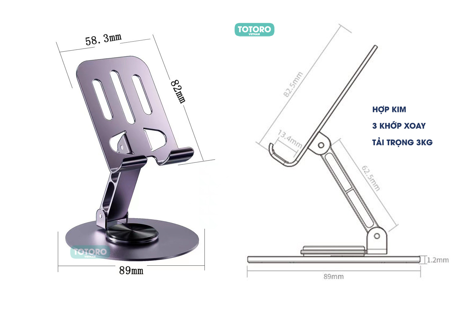 Giá đỡ Điện thoại Máy tính Bảng iPad HỢP KIM Xoay 360 độ Gấp gọn TPS Kệ đỡ iPhone Android Table – ảnh mô tả chi tiết 3