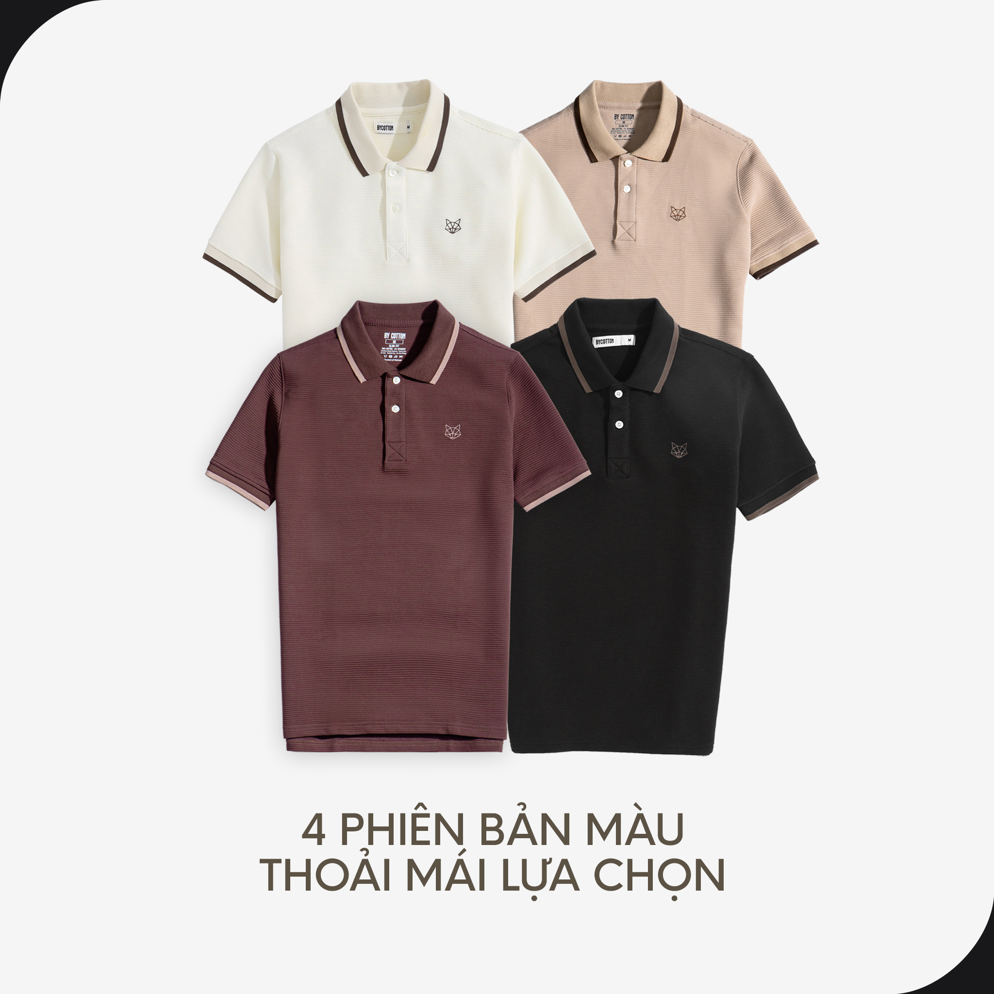 Mô tả Áo Thun Nam Cao Cấp Polo Fox Sớ Vải Gân Dệt Cao Cấp Form Dáng Vừa Vặn BY COTTON - 4
