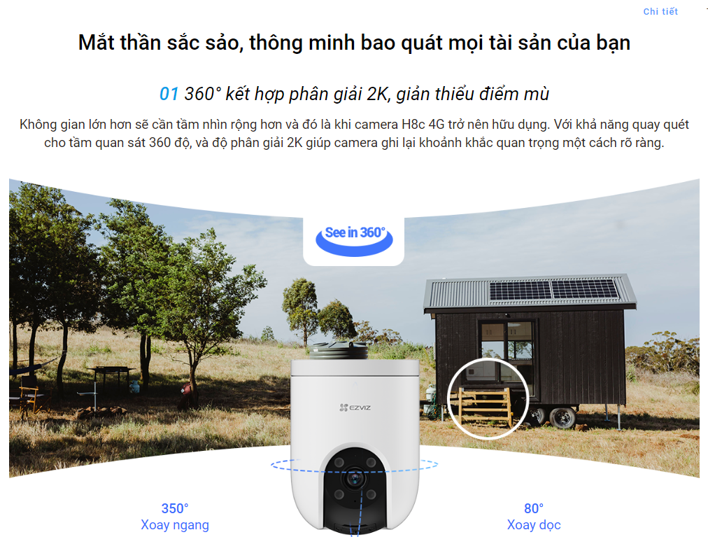 Mô tả Camera WI-FI EZVIZ  H8C 3MP SIM 4G Ngoài Trời, Báo Động Đàm Thoại 2 Chiều, Màu Ban Đêm, Báo động còi hú và đèn chóp - 5