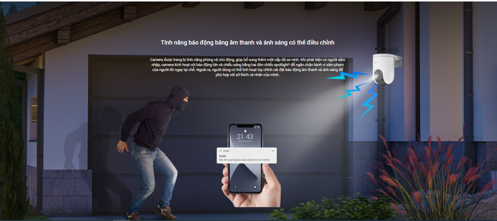 Mô tả Camera WI-FI EZVIZ  H8C 3MP SIM 4G Ngoài Trời, Báo Động Đàm Thoại 2 Chiều, Màu Ban Đêm, Báo động còi hú và đèn chóp - 12