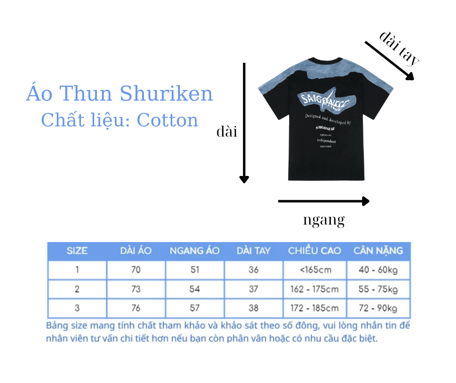 Mô tả Áo Thun Unisex SAIGONESE Vải Cotton Phối Jean Denim Hoạ Tiết Shuriken Form Rộng Unisex Nam Nữ 3 Màu - 1