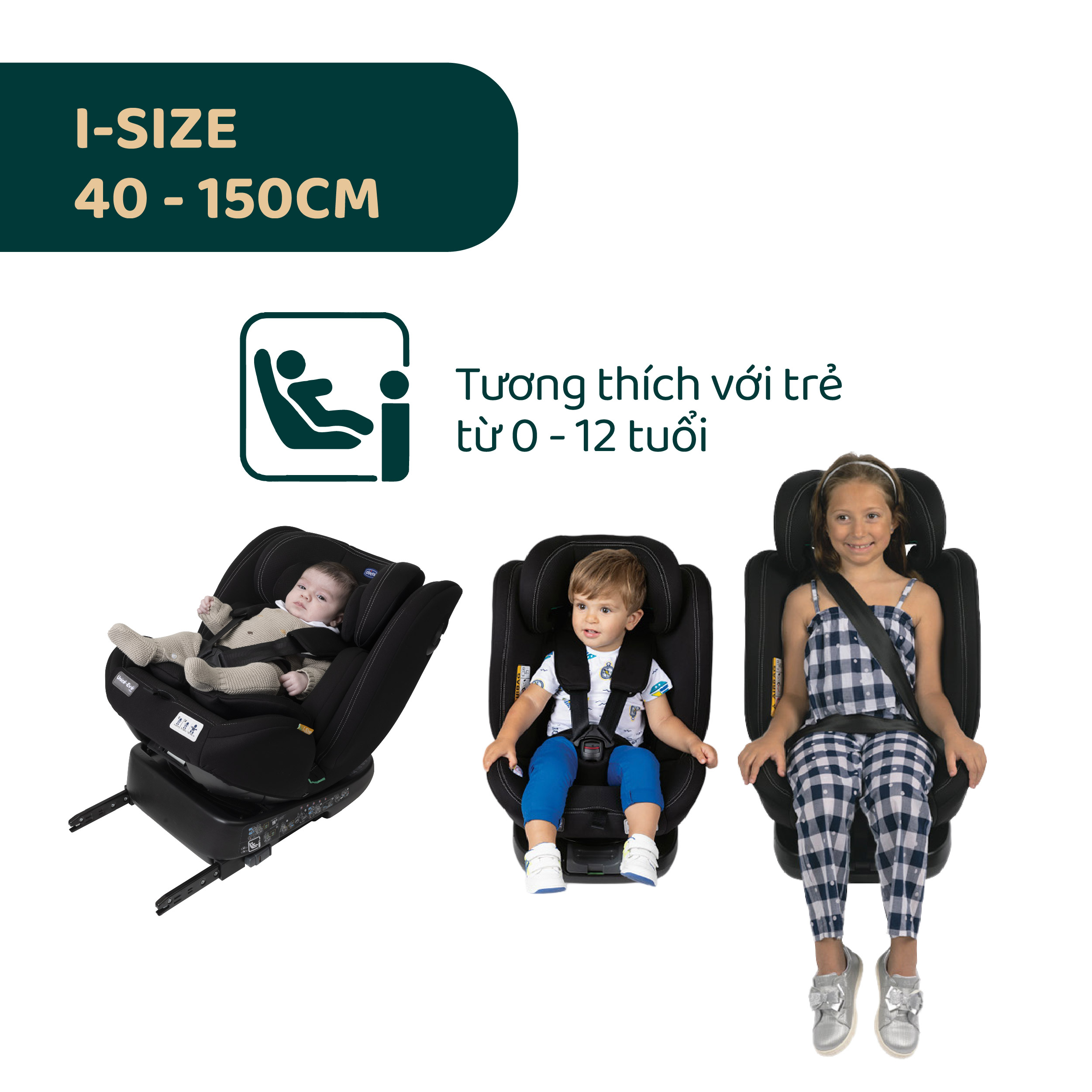 Ghế ô tô Chicco Unico Evo đạt chuẩn i-Size