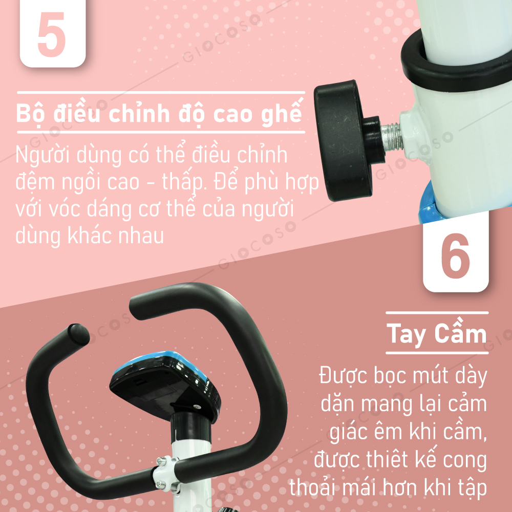Mô tả BG -  Xe đạp tập thể dục, tập gym tại nhà dụng cụ tập gym đạp yên tĩnh tiện lợi nhỏ gọn - 9