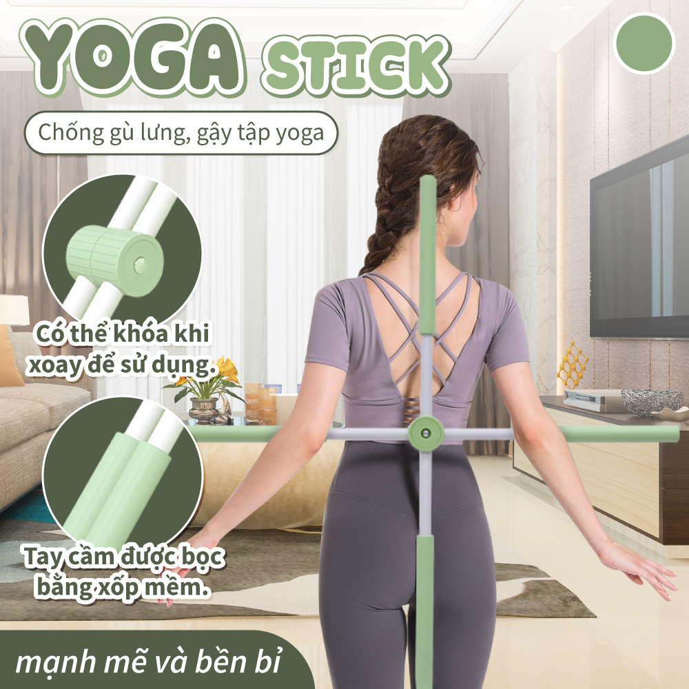 Mô tả GREEN -BG-Gậy Tập Lưng, Vai, Chống Gù, Uốn Thẳng Lưng, Gậy Tập Yoga Gậy Tập Yoga Bằng Thép Không Gỉ - 1