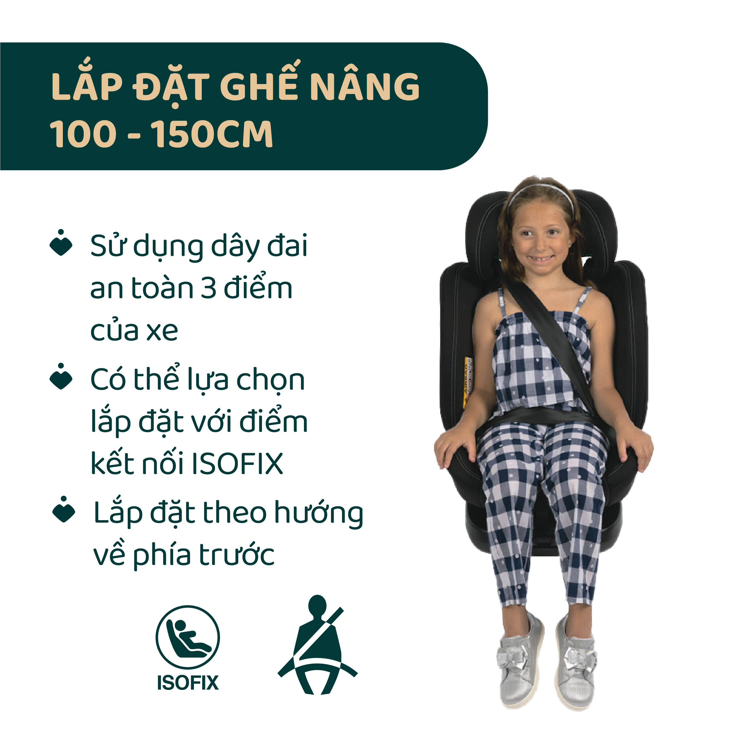 Ghế Chicco Unico Evo dùng cho bé 76-105cm