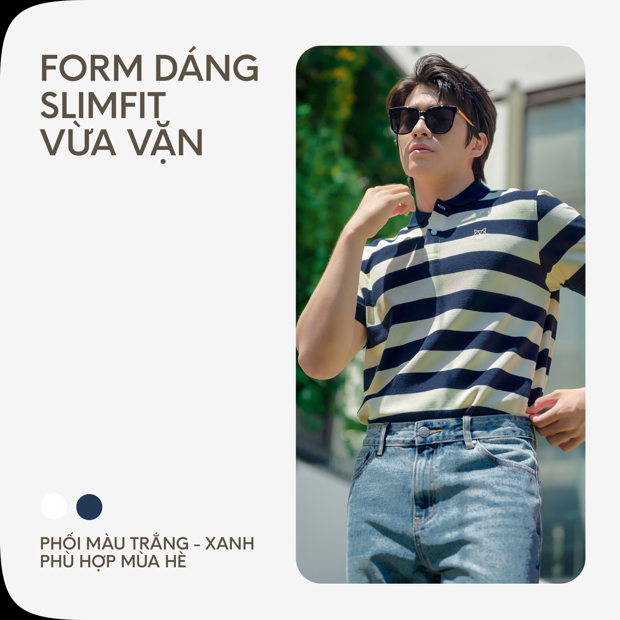 Mô tả Áo Thun Polo Nam Cao Cấp Stripes Fox Vải Gân, Sợi Spandex Chống Nhăn Multi Color BY COTTON - 3