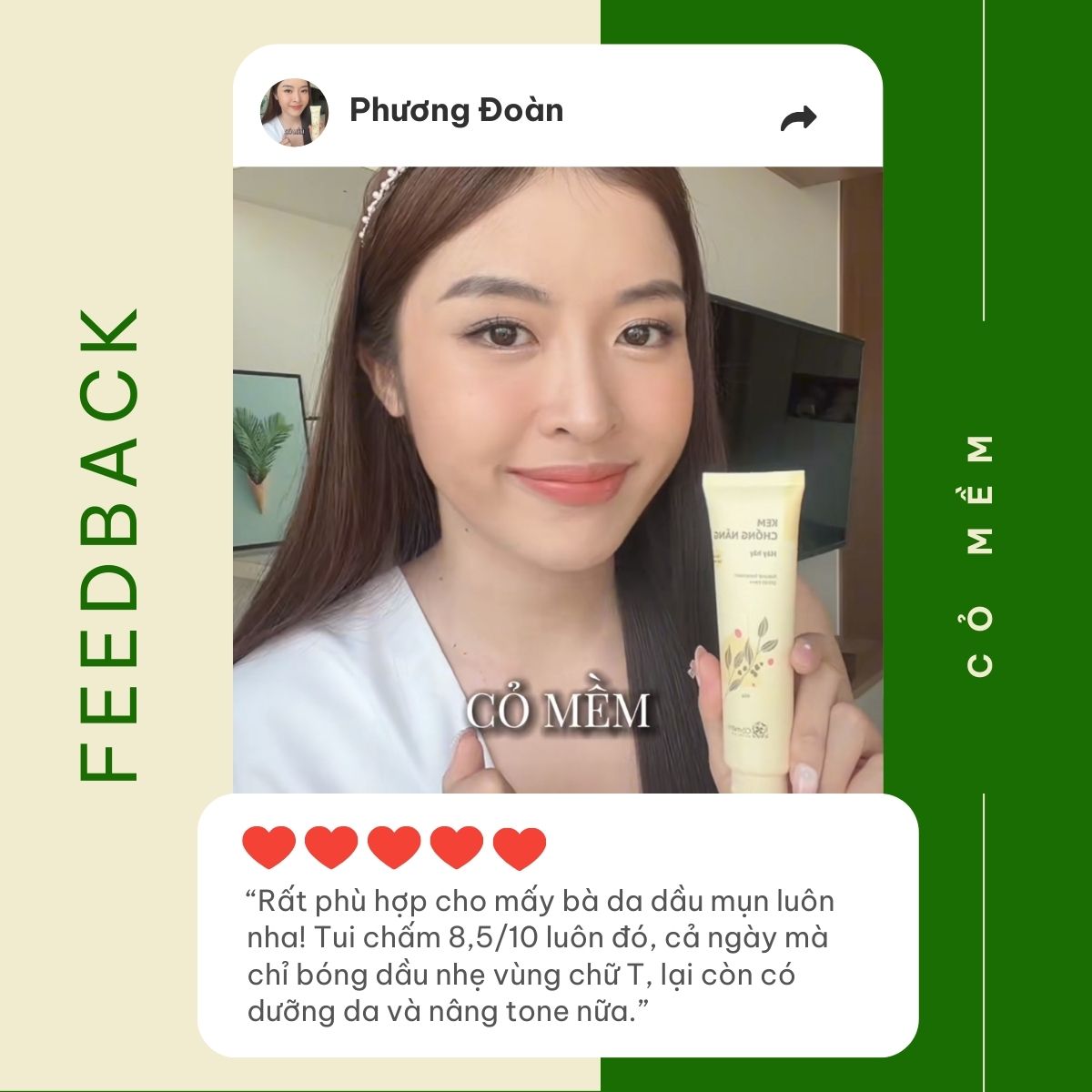 Mô tả Kem Chống Nắng Nâng Tone Thiên Nhiên Thấm Nhanh An Toàn Cho Mọi Loại Da Khô Dầu Hây Hây SPF 40, PA ++ Cỏ Mềm 60g - 9