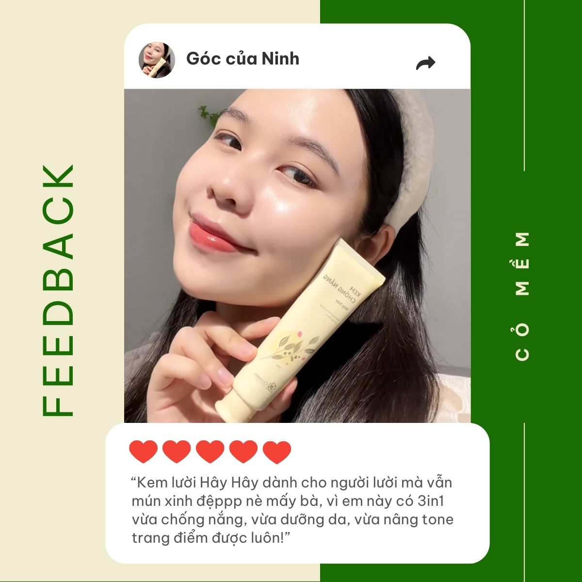 Mô tả Kem Chống Nắng Nâng Tone Thiên Nhiên Thấm Nhanh An Toàn Cho Mọi Loại Da Khô Dầu Hây Hây SPF 40, PA ++ Cỏ Mềm 60g - 7