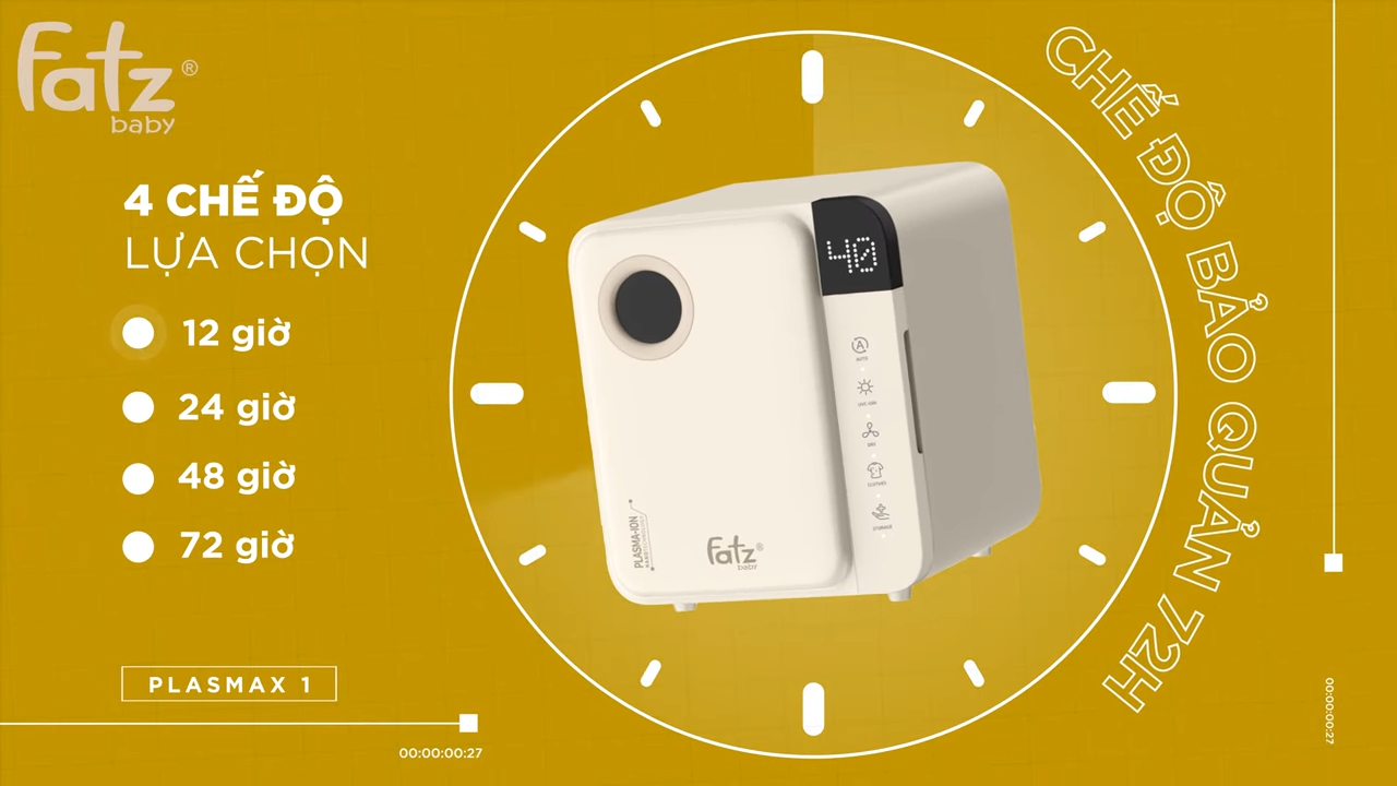 Mô tả Máy tiệt trùng sấy khô UVC-LED 25L công nghệ Nano Plasma Ion PLASMAX 1 FATZBABY  FB4725ZH - 7