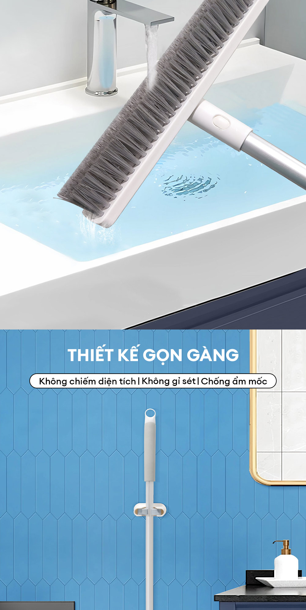 Mô tả Cây chà sàn nhà tắm đa năng 2 trong 1, chổi cọ sàn và gạt nước – Parroti Easy ES02 - 8