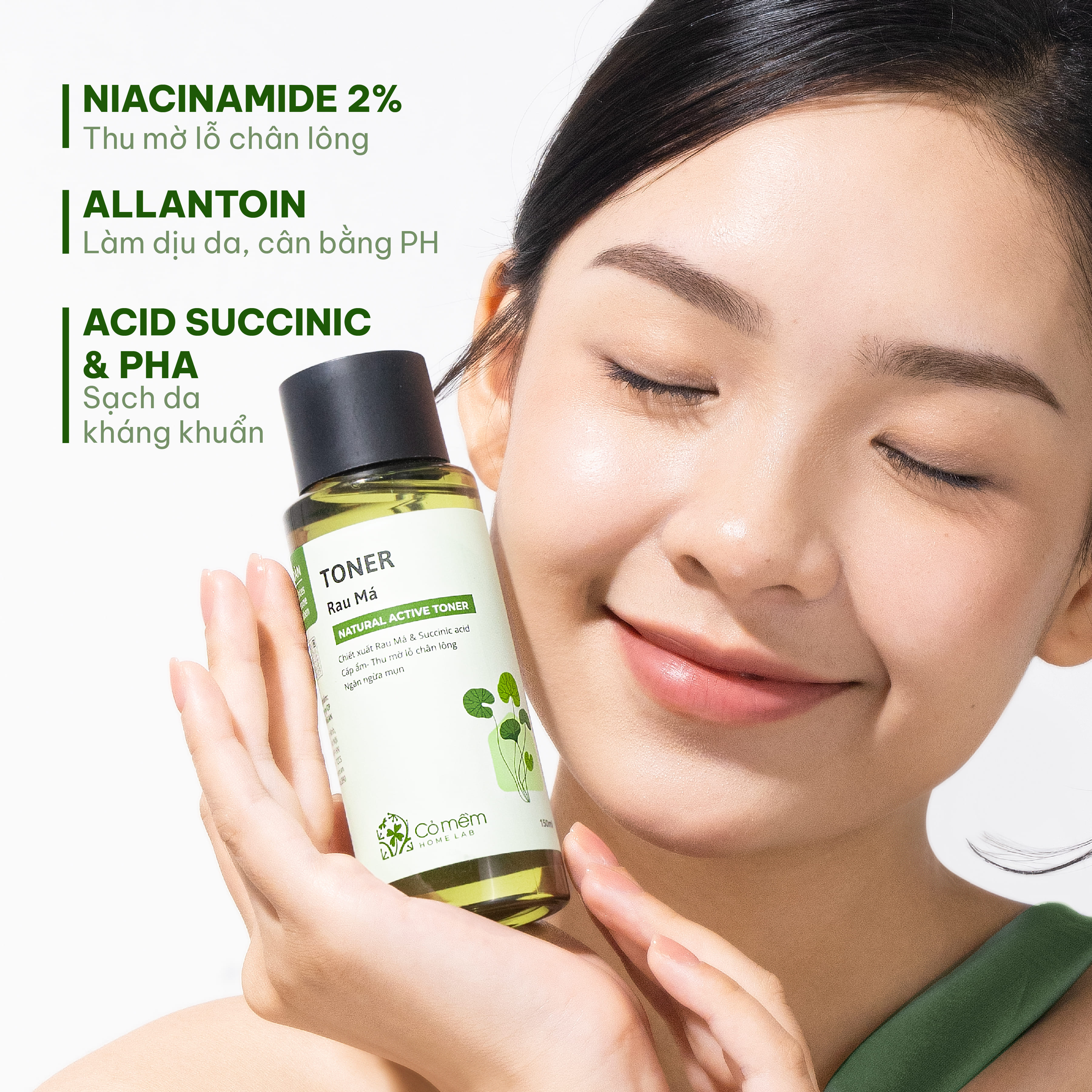 Mô tả Active Toner Dưỡng Ẩm Ngừa Mụn Rau Má Dành Cho Da Mụn Da Dầu Nhạy Cảm Cỏ Mềm 150ml - 2