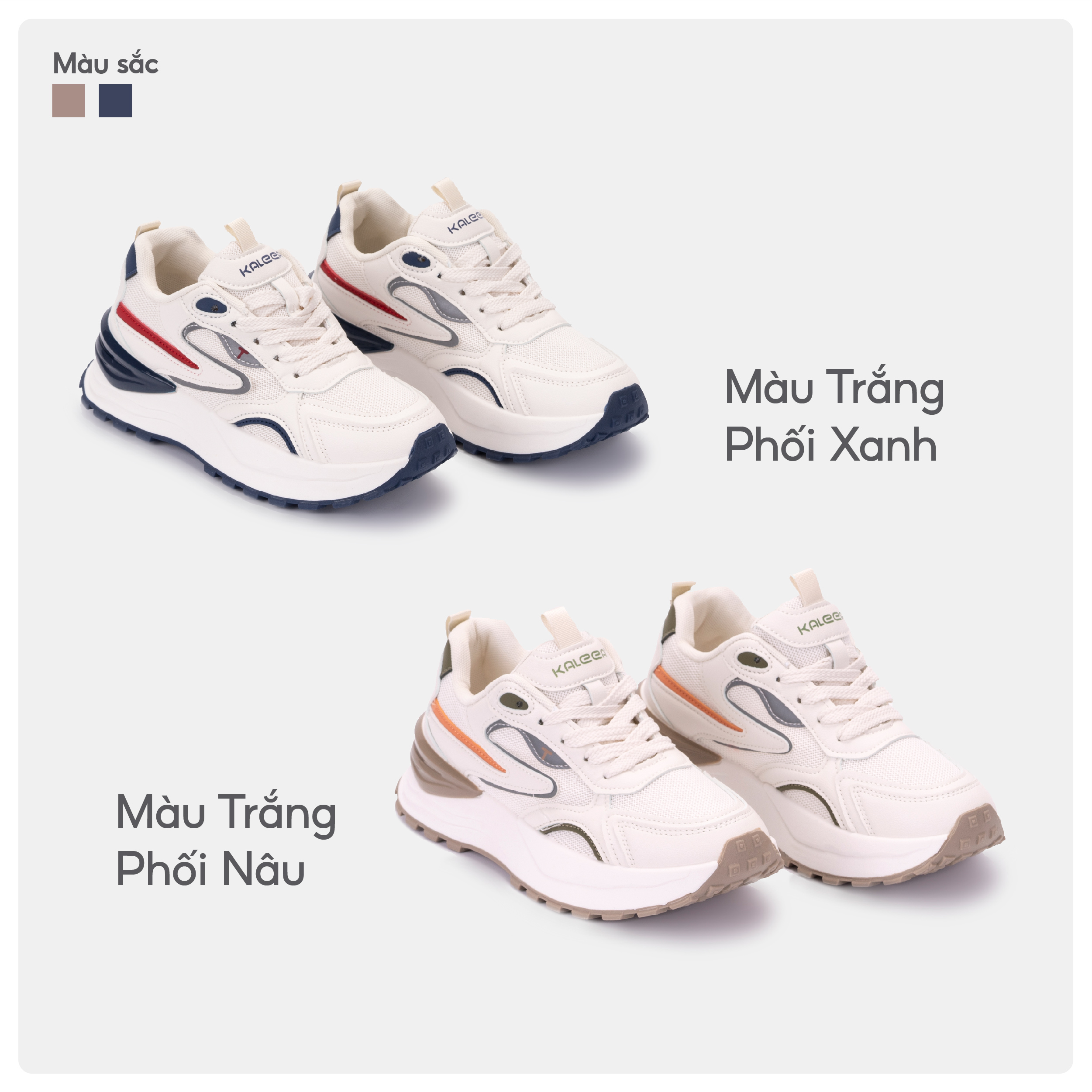 Mô tả Kaleea - Giày Thể Thao Nam/Nữ Phối Màu Đi Êm, Sneaker Thoáng Khí Đế Cao 4,5p - T115 - 2