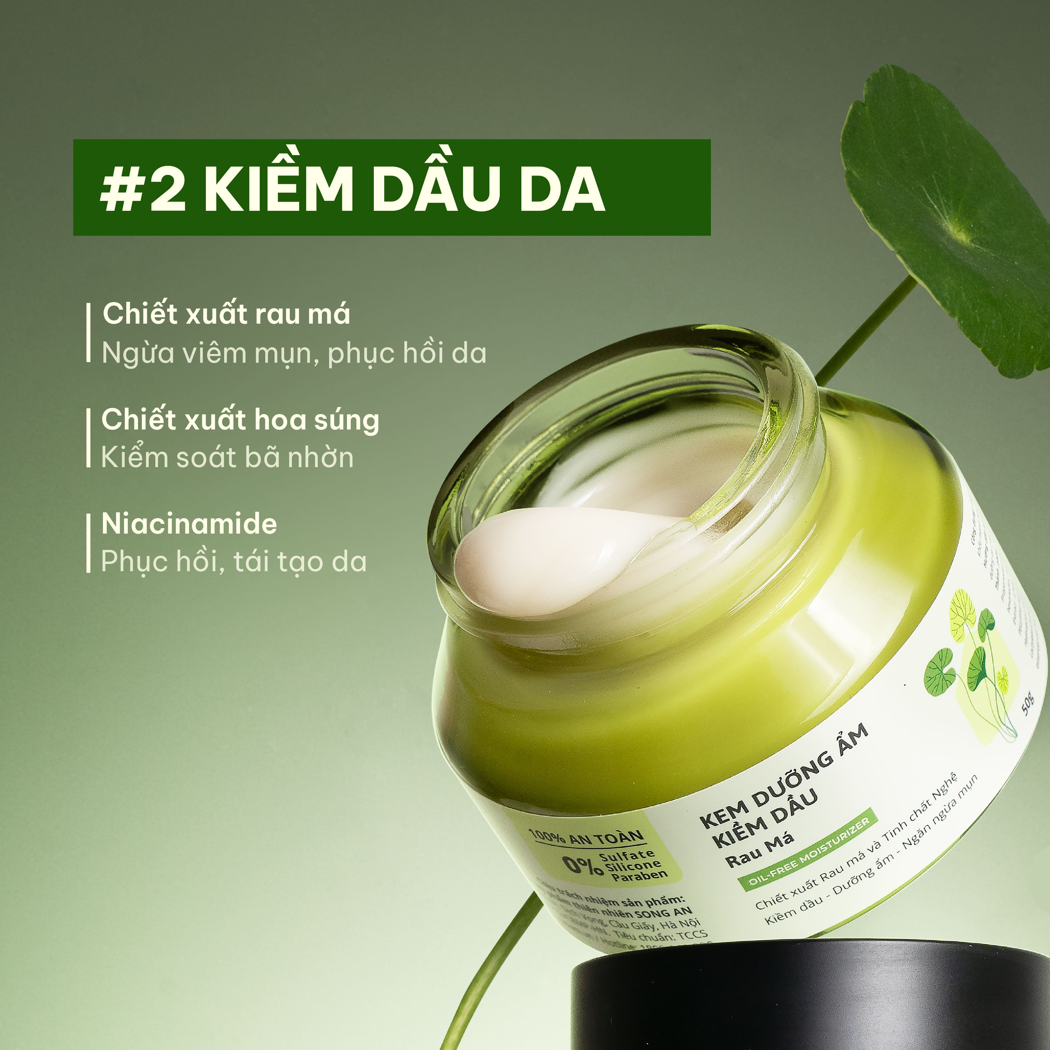 Kem dưỡng ẩm kiềm dầu rau má