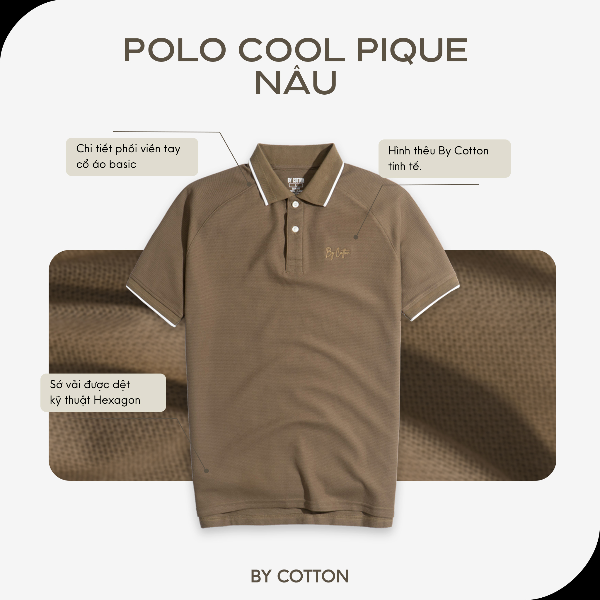 Mô tả Áo Thun Nam Cao Cấp Polo Basic Chất Liệu Cool Piqué 5 Màu Form Slimfit Tôn Dáng By Cotton - 1