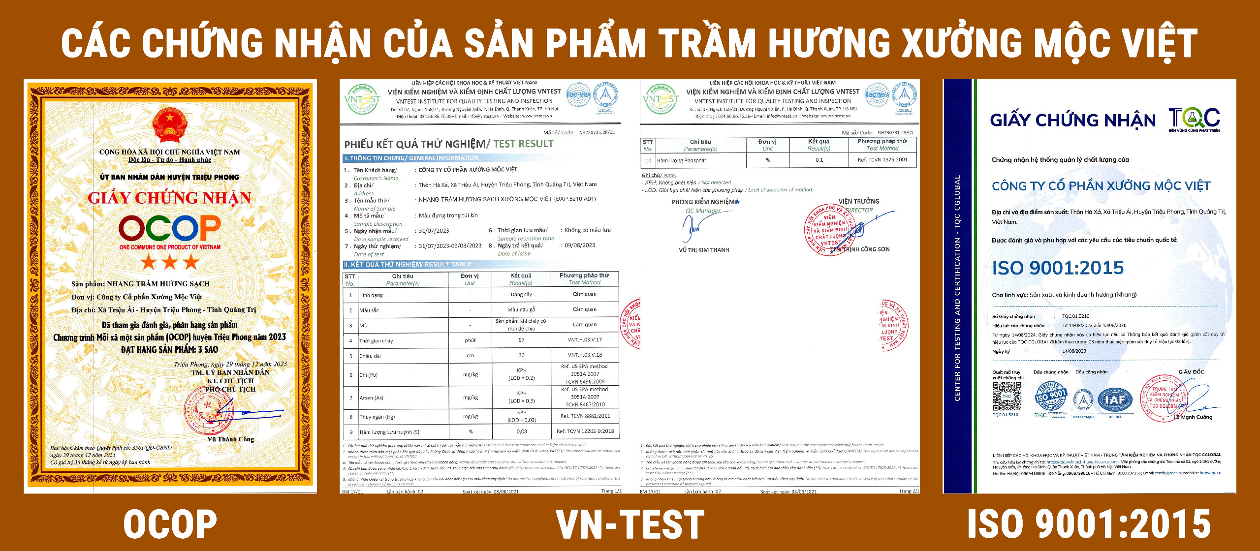 Chứng nhận OCOP Nhang Trầm Hương Xưởng Mộc Việt