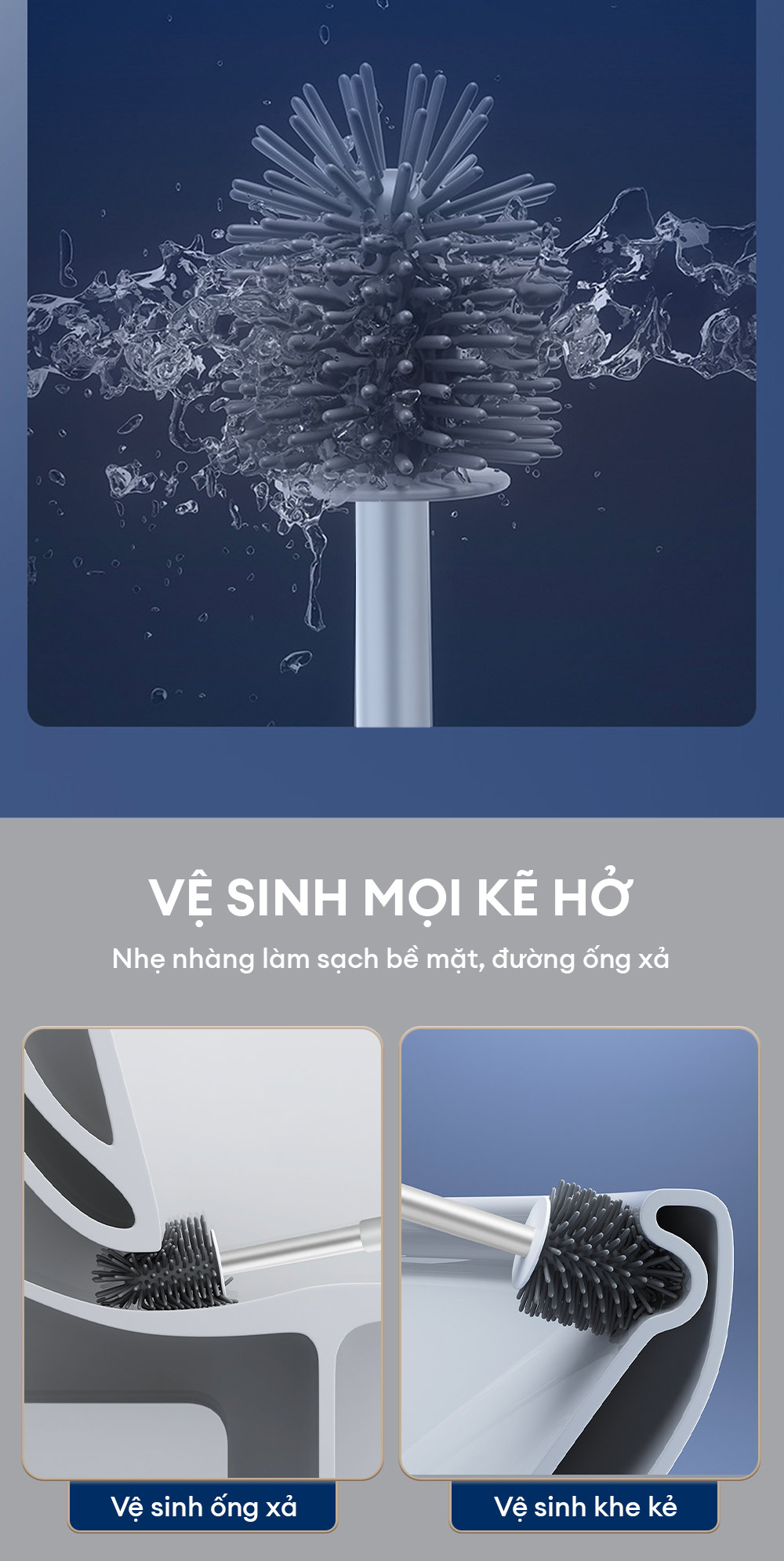 Mô tả Cọ bồn cầu, cọ toilet nhà vệ sinh 3 trong 1, có thể treo tường  Parroti Silicon SL02 - 6