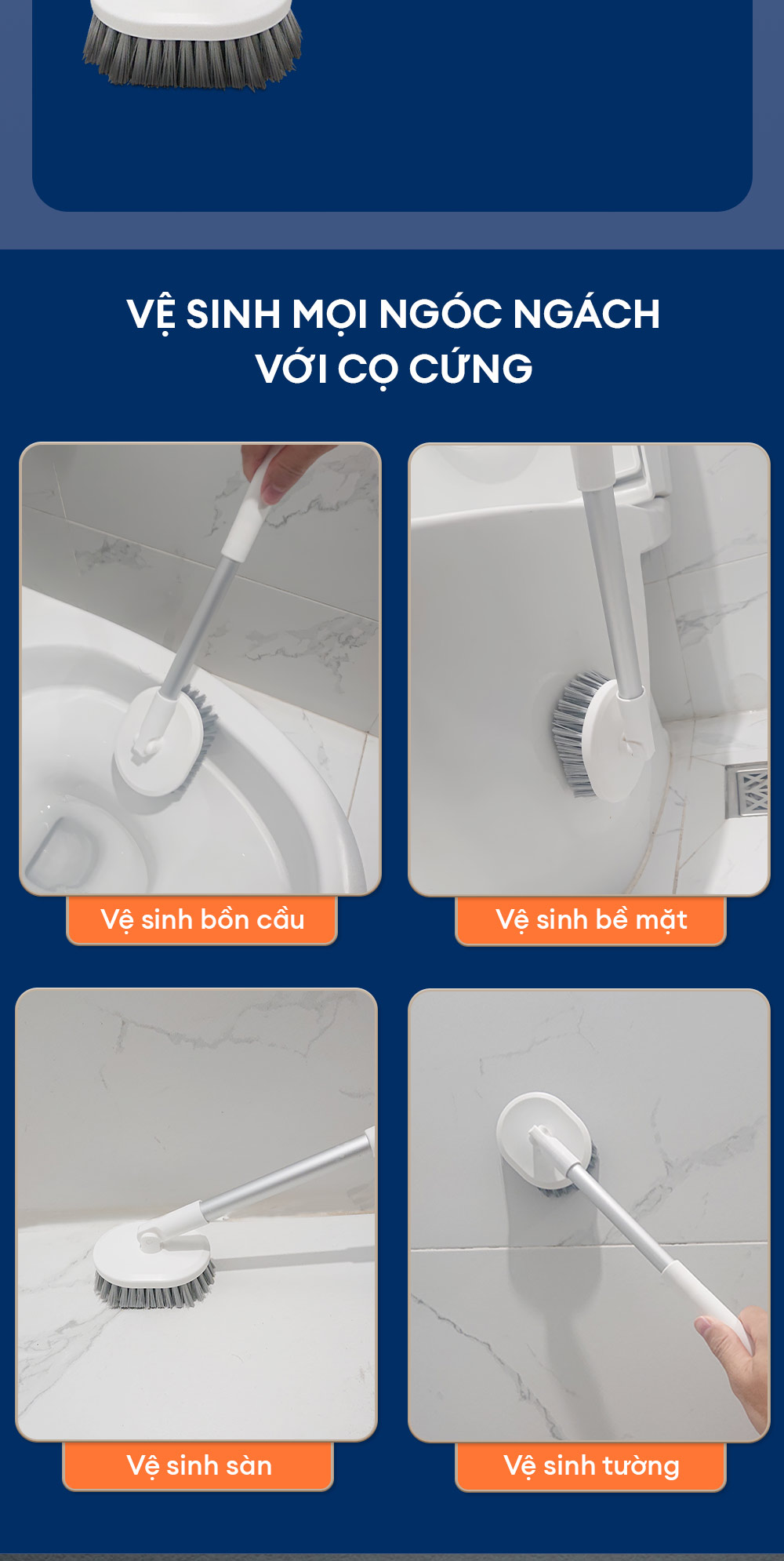 Mô tả Cọ bồn cầu, cọ toilet nhà vệ sinh 3 trong 1, có thể treo tường  Parroti Silicon SL02 - 8