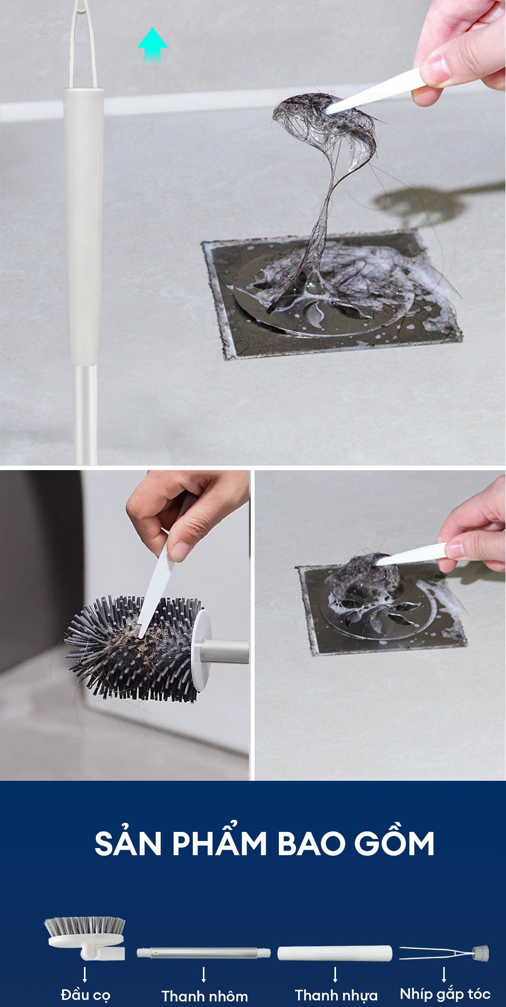 Mô tả Cọ bồn cầu, cọ toilet nhà vệ sinh 3 trong 1, có thể treo tường  Parroti Silicon SL02 - 10