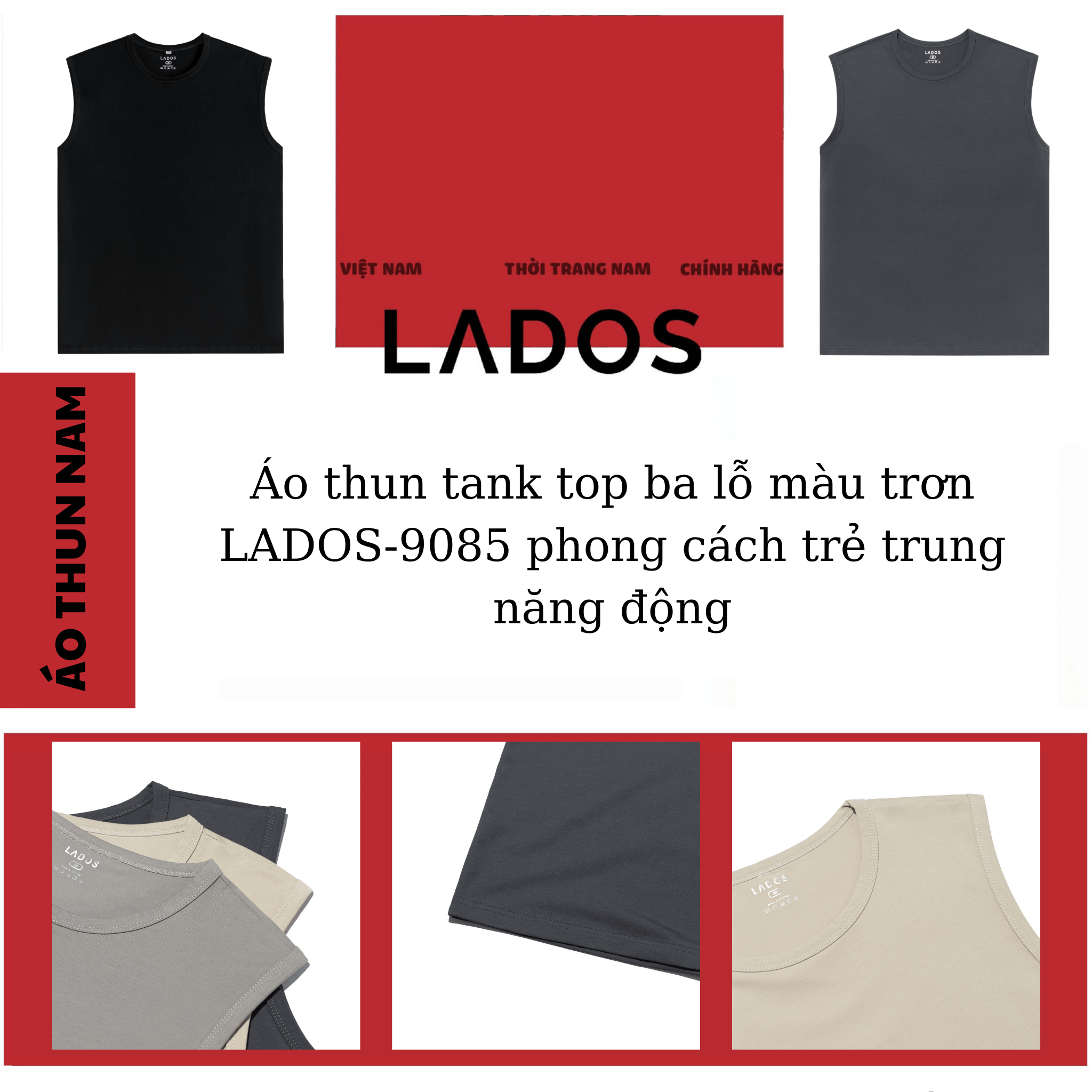Mô tả Áo thun tank top nam trơn LADOS-9085 vải cotton siêu mát mẻ,tập gym, chạy bộ, đi chơi - 1