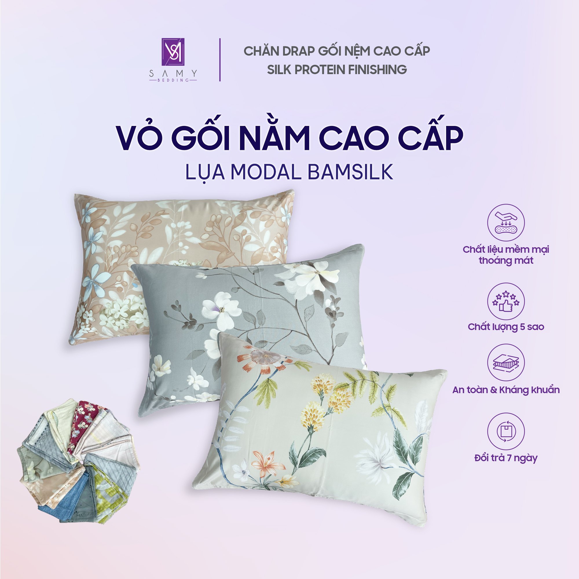 Mô tả Vỏ Gối Nằm SAMY BEDDING Lụa Modal Bamsilk Cao Cấp Thoáng Mát - 1
