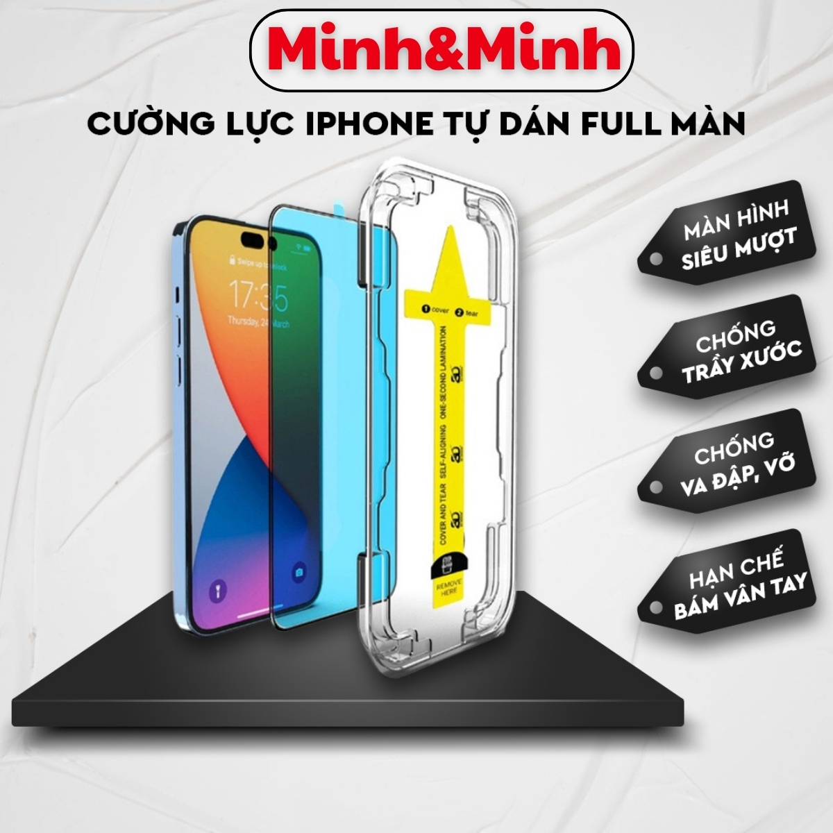 Mô tả Kính Cường Lực iphone full màn tự dán KTM Kính trong, ip 7plus/xsmax, 11Promax, 12 13 14 Pro max - 1