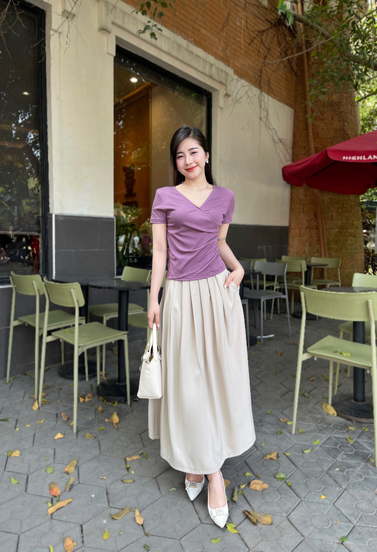 Mô tả Chân váy xòe xếp ly dáng dài 90cm kiều dáng trẻ trung năng động Evalover - 2