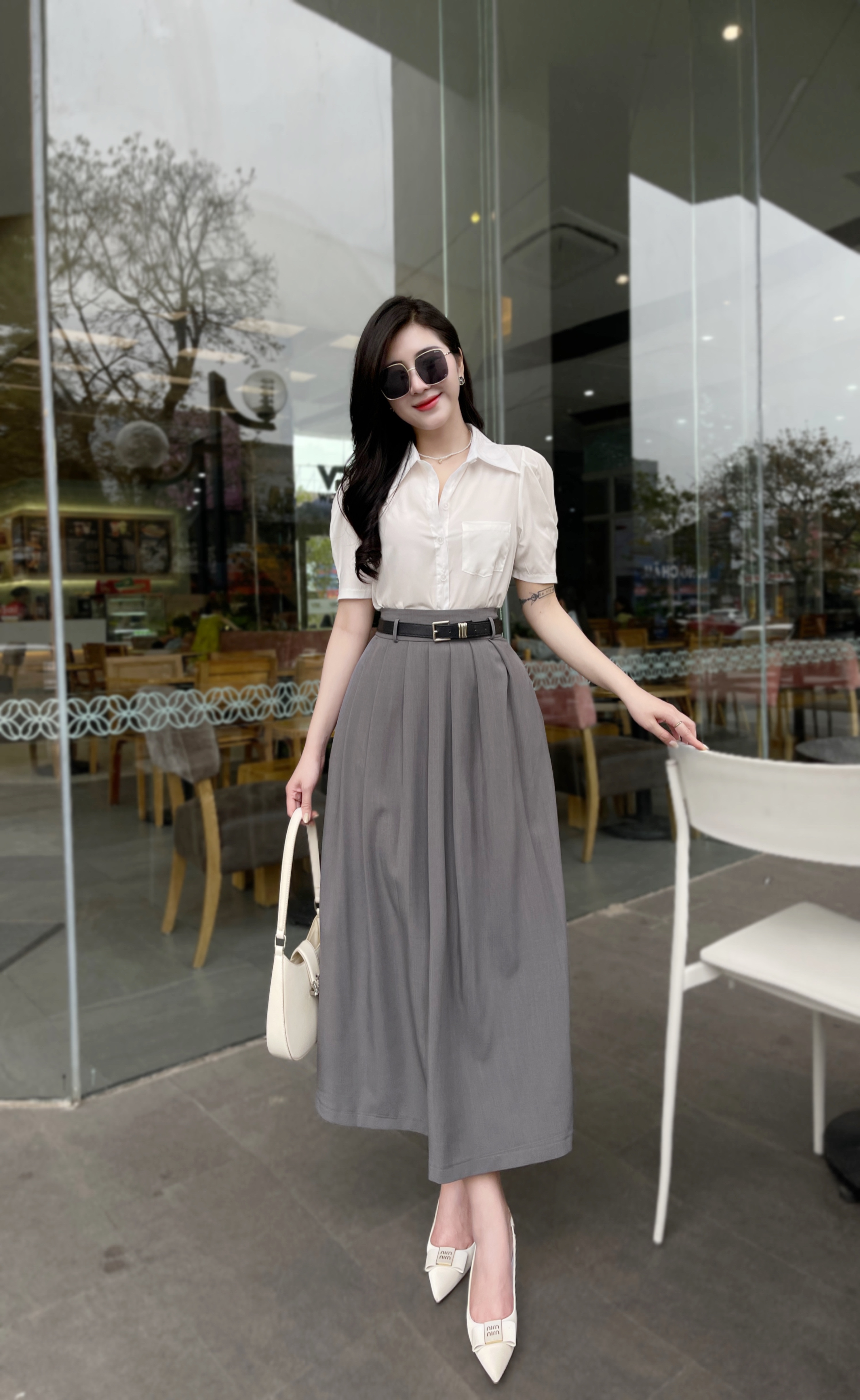 Mô tả Chân váy xòe xếp ly dáng dài 90cm kiều dáng trẻ trung năng động Evalover - 5