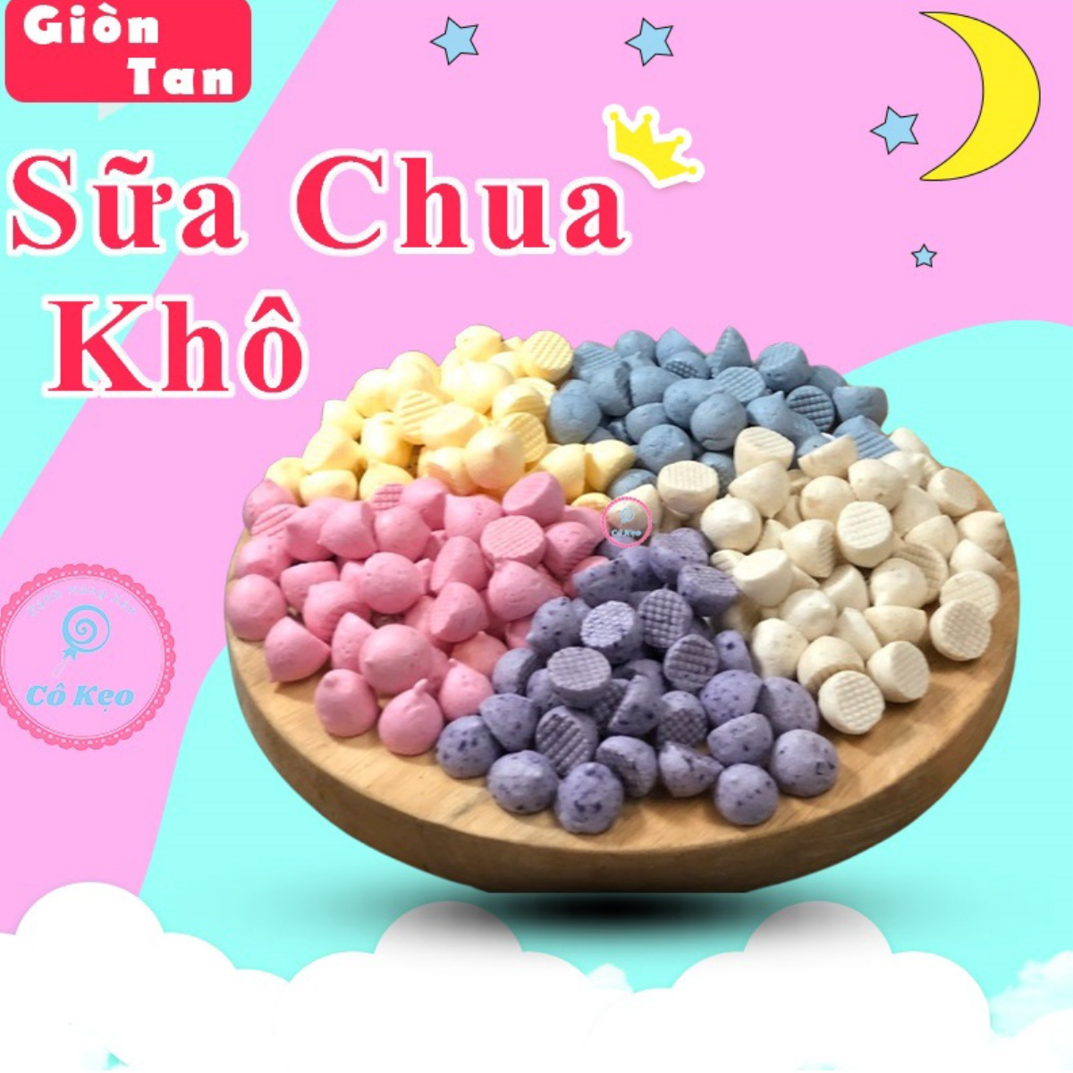 Mô tả Bánh sữa chua sấy khô vị hoa quả tự nhiên Mèo Ù , đồ ăn dặm cho bé, ăn vặt cho bé , HSD 3 tháng. - 1